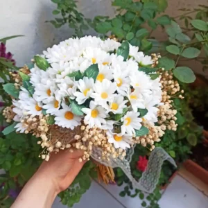 Yaldızlı Beyaz Papatya Buketi